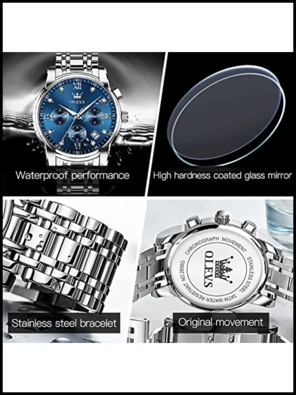 OLEVS Men's Luxury Dress Watch Stainless Steel Analog Waterproof